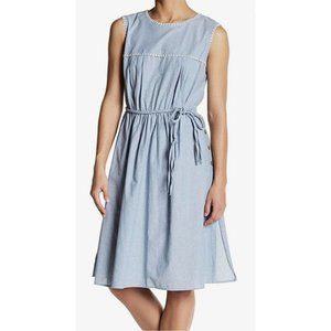 Nanette Lepore French Girl Blue Chambray Dress 10 Cottagecore Farmhouse Coastal